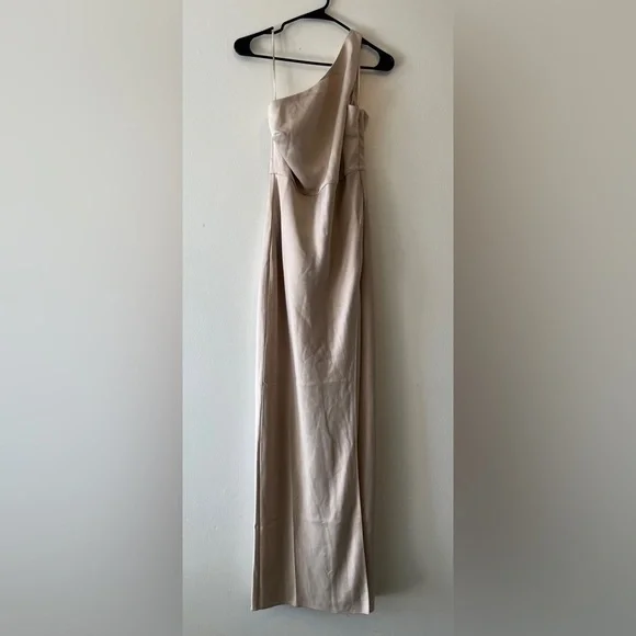 Anthropologie BHLDN Dylan One-Shoulder Satin Formal Cocktail Maxi Dress 12 NWOT - Picture 8 of 16